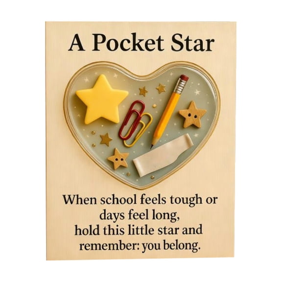 A Pocket Star Appreciation Greeting Card, with 3D Heart & Star Accents, for Doctors, Firefighters and School Community Members to Gratitude During Challenging Days