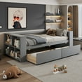 thumbnail image 2 of EUROCO Wood Twin Size Daybed with 2 Shelves and Drawers, Gray, 2 of 17