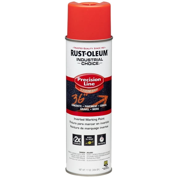 Rust-Oleum 203028V Industrial Choice Precision Line Marking Spray Paint, Fluorescent Red Orange, 17 oz. In - Quantity 12