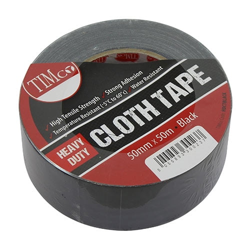 Timco - Heavy Duty Cloth Tape - Black (Size 50m x 50mm - 1 Each)