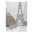 thumbnail image 3 of Ambesonne Winter Tablecloth Rectangular Table Cover, Eiffel Tower in Snow, 52"x70", White Brown Green, 3 of 4