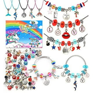 klmars Charm Bracelet Making Kit,Jewelry Making Supplies Beads,Unicorn/Mermaid  Crafts Gifts Set for Girls Teens Age 5-12