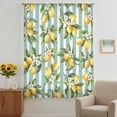 thumbnail image 3 of Yellow Lemon Sheer Curtains 54 Inches Long, Spring Botanical Floral Leaves Aqua Stripes Light Filering Curtains, Breathable Simi Curtain Privacy Drapes for Kitchen Bathroom Small Window Treatment, 3 of 9