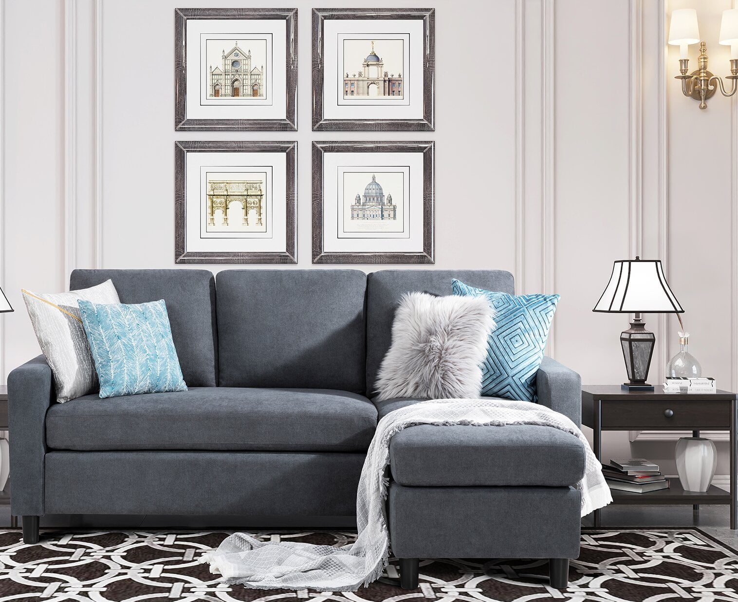 Sobaniilo Convertible Sectional Sofa Couch Modern Linen Fabric L