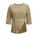 thumbnail image 6 of ZQGJB Post Shoulder Surgery Shirts for Women Tear Away 3/4 Sleeve Tops After Rotator Cuff Shirts Chemo Port Adaptive Clothing Khaki L, 6 of 8