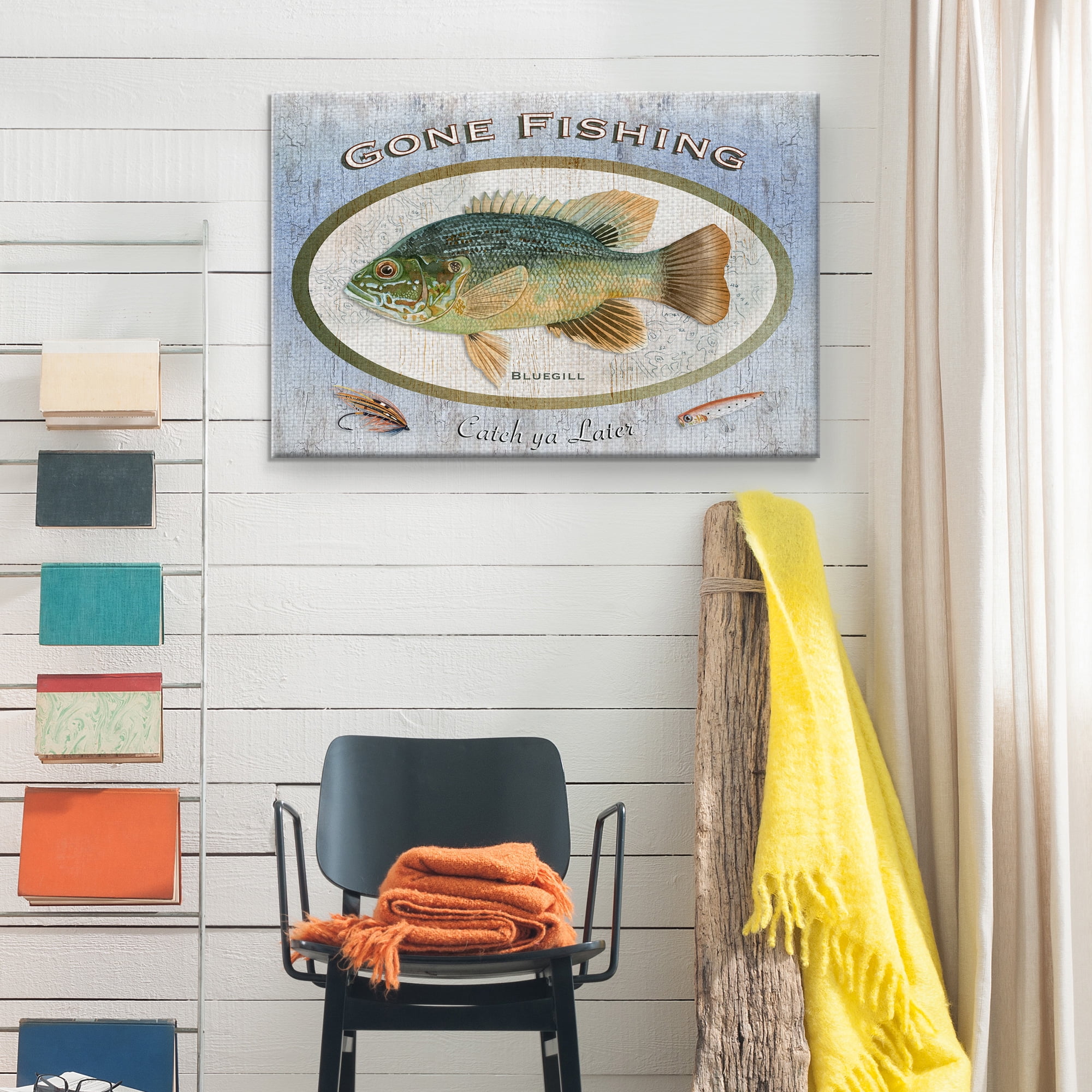 Masterpiece Art Gallery Gone Fishing Sign By Lynnea Washington Canvas Art Print 24" x 36"