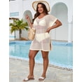thumbnail image 6 of Drvitor Plus Size Swimsuit Cover Up for Women V-Neck Short Sleeve Crochet Tops Casual Loose Beach Swim Cover Up with Side Split, 6 of 8