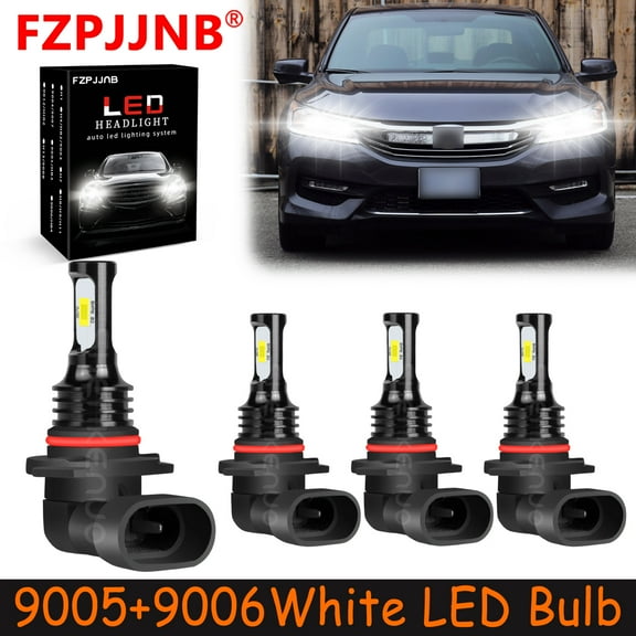 FZPJJNB for Honda Civic Accord Coupe Sedan White Led Headlights Bulb High Low Beam,9005 9006,HKB,C27