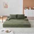 thumbnail image 6 of Leumius Futon Sofa Bed,Convertible Corduroy Boneless Couch with Cup Holders & Pocket,2-in-1 Foldable Sleeper Sofa for Living Room, Small Spaces, Bedroom, No Assembly,Green, 6 of 10