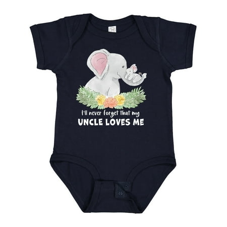 

Inktastic I ll Never Forget That My Uncle Loves Me with Cute Elephants Boys or Girls Baby Bodysuit