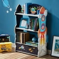 thumbnail image 3 of Teamson Kids Children Outer Space Wooden Bookcase w/ Storage Kids Book Shelf, 3 of 9