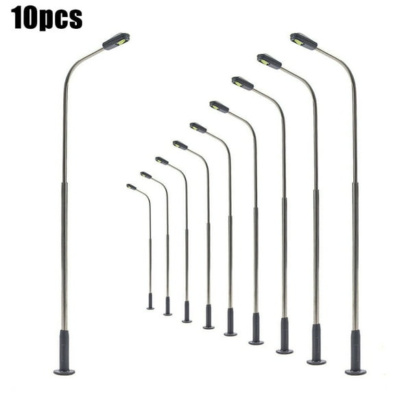 10Pcs Model Railway Warm White Lamp Post Street Light Single Head 1:50