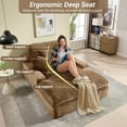 thumbnail image 3 of DEALTOPS Oversized Corduroy Chaise Lounge Sofa, 75.2" Upholstered Couch with Pillows for Living Room & Bedroom, Brown, 3 of 7