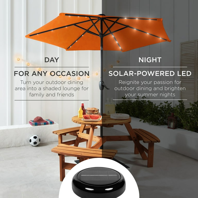 best patio umbrella light Best Choice Products 7.5ft Outdoor Solar Patio Umbrella for Deck, Pool w/ Tilt, Crank, LED Lights