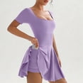 thumbnail image 4 of DHFJKG Tennis Dresses For Women With Built in Shorts Side Pockets Athletic Dress Summer Short Sleeve Square Neck Fitness Golf Workout Dress Versatile Dresses, 4 of 7