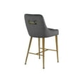 thumbnail image 6 of Maykoosh Natural Beauty Modern, Contemporary Velvet Upholstered Counter Stool with Polished Gold Metal Legs, Set of 2, 23" W x 21" D x 40" H, Ideal for Bar and Pub Height Tables-Color:Grey, 6 of 8