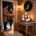 thumbnail image 6 of Christmas Lighted Centerpiece with Flameless Candle Glow, Light Up Santa Table Decoration, Outdoor Solar Lights for Yard with Pine Branches, 6 of 8