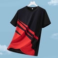 thumbnail image 4 of LPZOOGU Men's Striped T-Shirt Short Sleeve Crew Neck Casual Summer Tee Diagonal Color Block Print Athletic Sport Shirt, 4 of 4