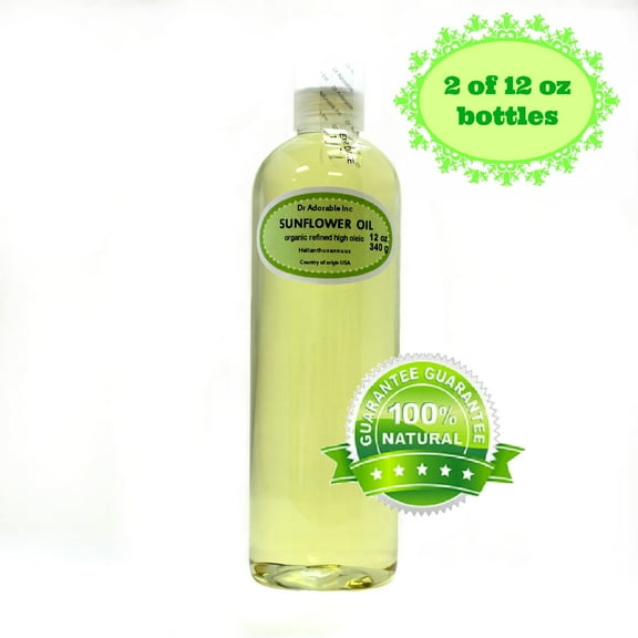 Dr. Adorable - Sunflower Seed Oil Refined 100% Pure Organic Cold Pressed Extra Virgin - 24 oz