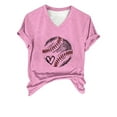 thumbnail image 4 of TODOZO Baseball Shirt Women Baseball Heart Tee Shirts Baseball Mom Tshirt Game Day Casual V Neck Short Sleeve Tops Women's Baseball Festival Solid Color Baseball Printed V Neck Short Sleeved Top, 4 of 6