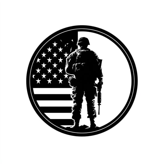 American Flag Veteran Military Car Decal - Patriotic US Army Soldier Silhouette Sticker for Truck Window Bumper - Waterproof Vinyl Exterior Auto Accessory Gift