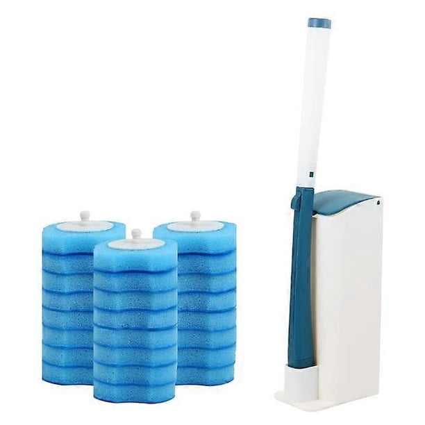 Mu Mianhua Wand Toilet Brush Kit with Holder, Toilet Cleaning System with 24pcs Disposable Refill Heads