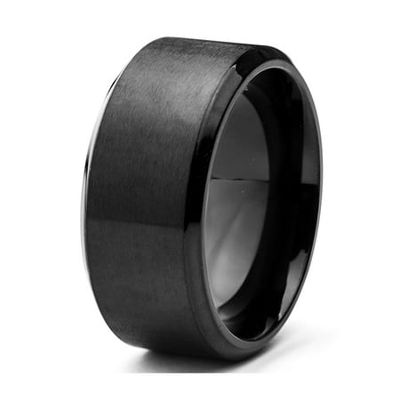 - Black IP Stainless Steel Satin Finish Ring Ring (10mm)