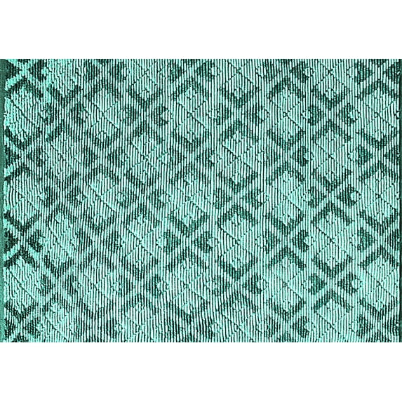 Ahgly Company Indoor Rectangle Oriental Turquoise Blue Industrial Area Rugs, 8' x 12'