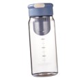 thumbnail image 2 of Botella de agua de plástico con colador de té incorporado, cuerpo transparente, botella de agua deportiva de 650ml para personal de oficina, cubierta gris, cuerpo blanco, 2 of 5
