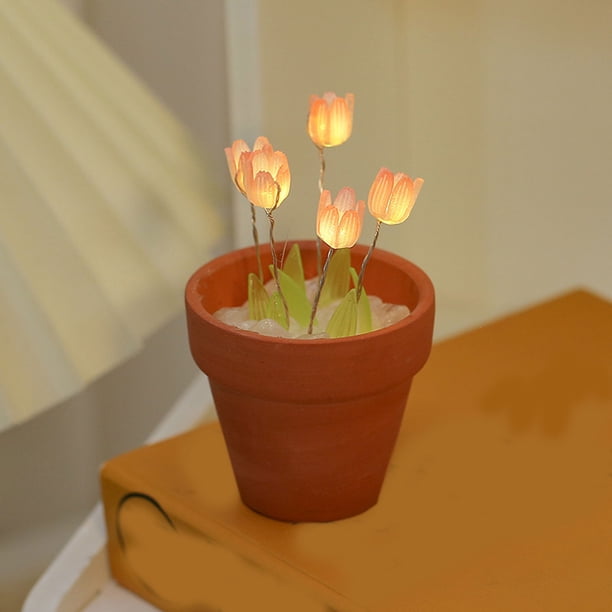 onlyliua Liquidación Del Día Ofertas Prime Luz de Noche Flores En Maceta, Paquete de Material para Mini Ramos de Bricolaje, Luz de Noche 5 Flores, Excelente Regalo de Cumpleaños o Regalo de Vacacione