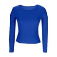 thumbnail image 6 of Women Long Sleeve Shirts Rib Knit Slim Fit Tops Basic Tee (Blue M), 6 of 6