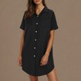 thumbnail image 2 of Sentmoon Robe d'Été Boutonnée Col en V en Lin Grande Taille pour Femmes Rondes Couleur Unie Été Ample Sans Manches Robes d'Anniversaire Décontractées pour la Plage m, 2 of 9