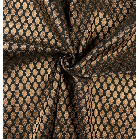 eloria Damask Embroidered Brocade Jacquard Sewing Apparel Making Fabric by the Yard Kurta Dress Apparel Cloth, Color: Black