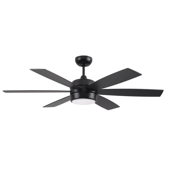 Trevor 52 in. Flat Black Finish Outdoor Ceiling Fan, Integrated LED Light & Remote Included