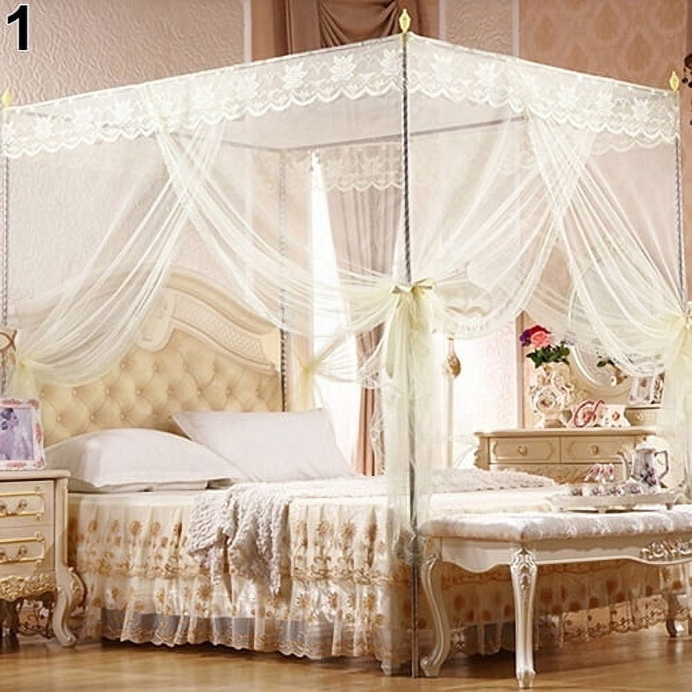 Yesbay Mosquito Net,Romantic Princess Lace Canopy Mosquito Net No Frame for Twin Full Queen King Bed White