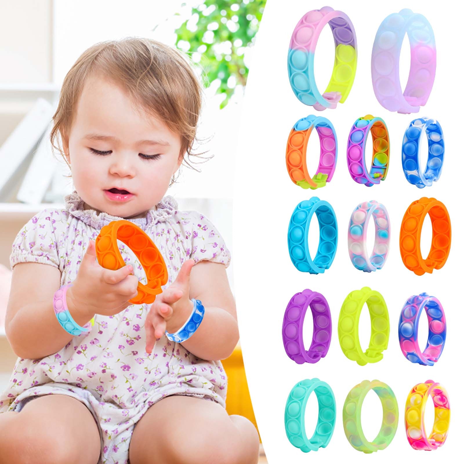 Lot 10 Bracelets Anti-Stress Sensoriels Silicone – Jouets Fidget Enfants Autistes & Adultes – Couleurs Aléatoires