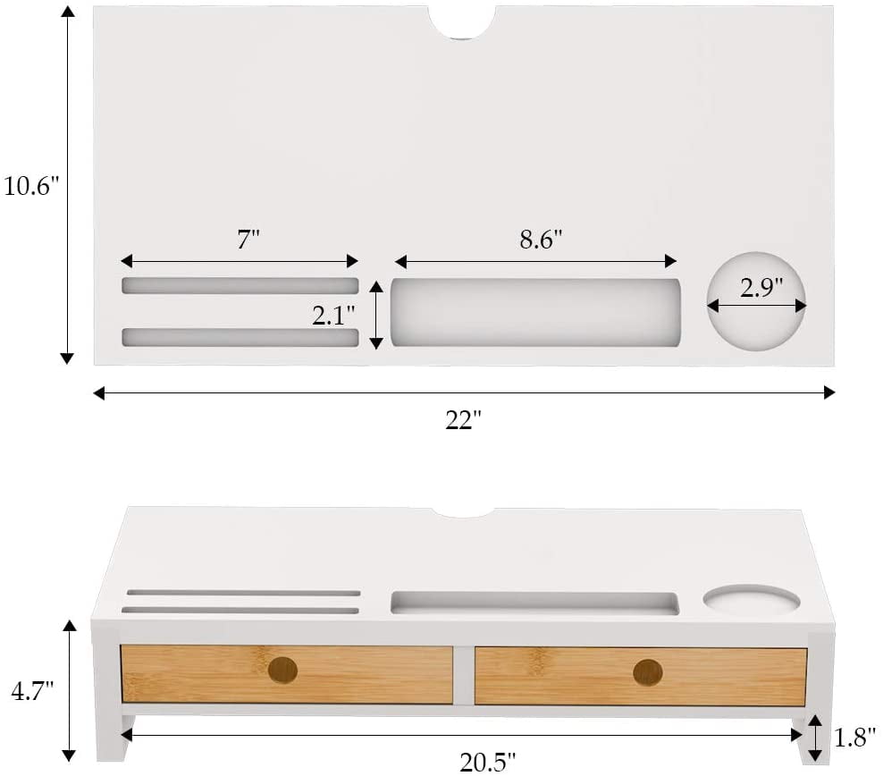 Bambloom Monitor Riser Stand Desk Shelf with Keyboard Storage Stylish
