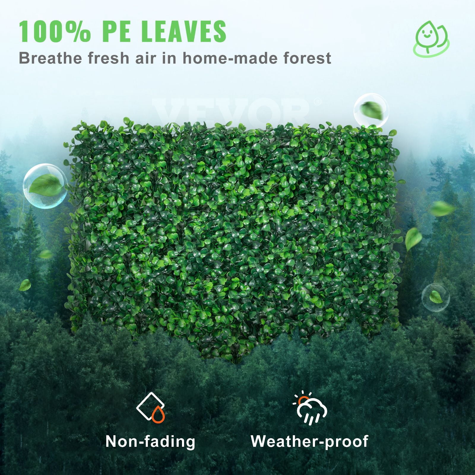 20''x20'' Artificial Boxwood Hedge Panels, 24PCS Privacy Green Grass Wall 1.6" Thick SGS Certified PE Foliage Backdrop with Zip Ties for Indoor Outdoor Wedding Garden Decor