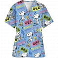 thumbnail image 4 of Uniforme de enfermera con estampado de dibujos animados de Snoopy, cuello en V, bolsillo, uniformes de enfermería, ropa de trabajo para mujer, monos, uniformes médicos para clínica, 4 of 5
