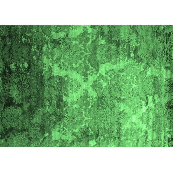 Ahgly Company Indoor Rectangle Abstract Emerald Green Contemporary Area Rugs, 8' x 10'