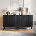 thumbnail image 4 of 31.5" Sideboard Buffet Cabinet with Storage, Modern Fluted Accent Credenza with Doors & Adjustable Shelves, Wood Coffee Bar Console Table for Living Room, Dining Room, Kitchen or Entryway Black, 4 of 7