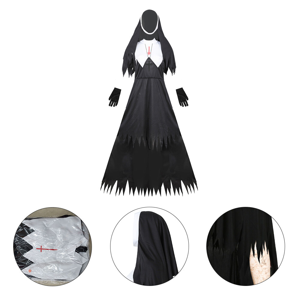 1PC Halloween Nun Clothing Adult Costume Party Scary Party Uniform Prop - image 4 of 6