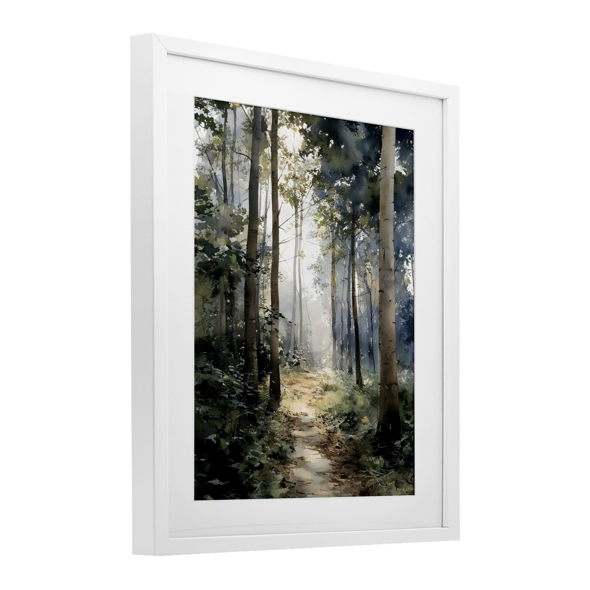 Stupell Industries Forest Path in Morning White Framed Print Under Glass, design by Franklyn Gregory