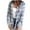 Blue, variant on Hfnxid Women Plaid Hooded Shirt Drawstring Flannel Sweatshirt Hoodie Jacket Casual Button Down Long Sleeve Blouse Tops With Pockets