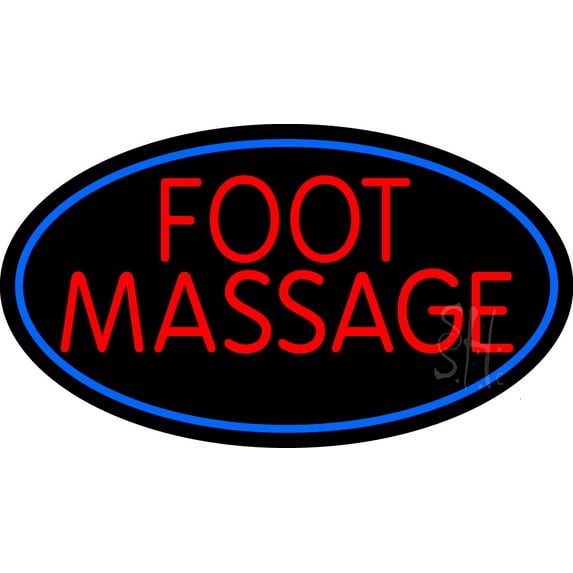 Red Foot Reflexology LED Neon Sign 20 x 37 - inches, Black Square Cut Acrylic Backing, with Dimmer - Bright and Premium built indoor LED Neon Sign for Spa interior decor and storefront.