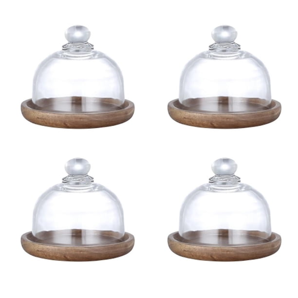 Mini soporte multifuncional para servir postres, plato para pasteles con tapa tipo domo, plato para pasteles, hoteles (4 piezas)