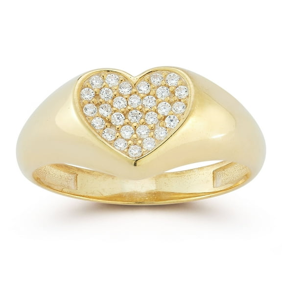 Adesso Milano Jewelry 14K Gold Plated Sterling Silver Chunky Heart Signet Ring, Rings for Women