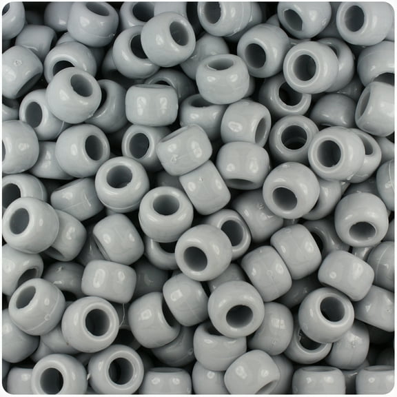 BeadTin Grey Opaque 9mm Barrel Pony Beads (500pc)