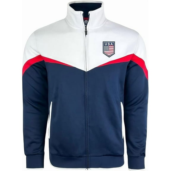 Just 4 Kicks USA Track Jacket, Red/White/Blue, 100% Poly, YS-XXL