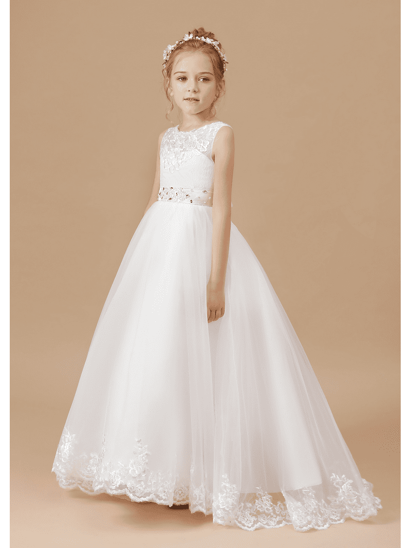 ivory first holy communion dresses white 1st communion dresses Fancy Ruched Pearl Top First Holy Communion Gown  White Ivory  Grandma's Little Darlings-parroquiadesanalbertomagno.com